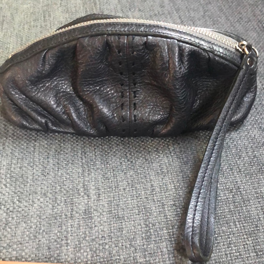 Cole Han Black metallic Leather Wristlet